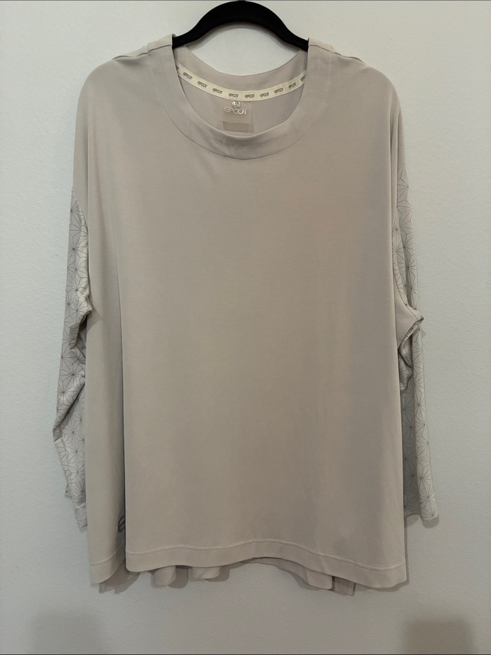 Disney Light Taupe Long-Sleeve Tunic with Patterned Sleeves